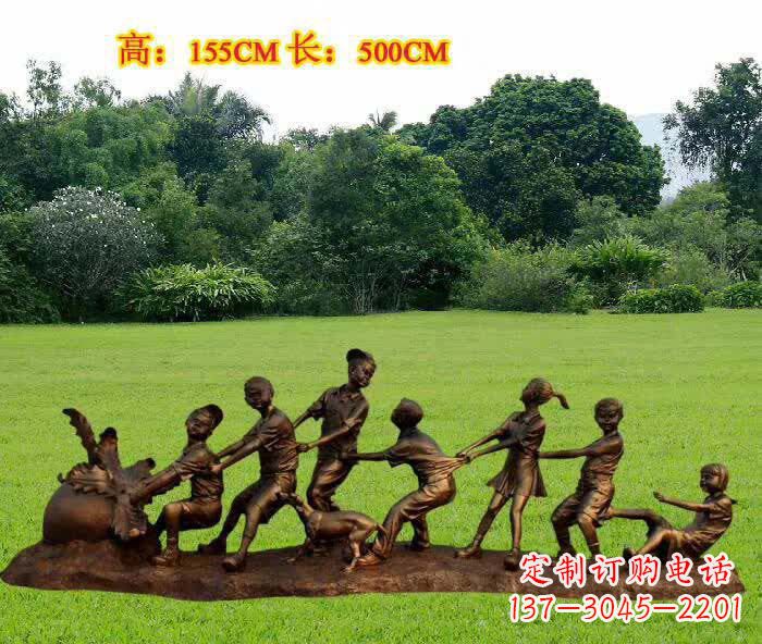 郑州拔萝卜人物铜雕1