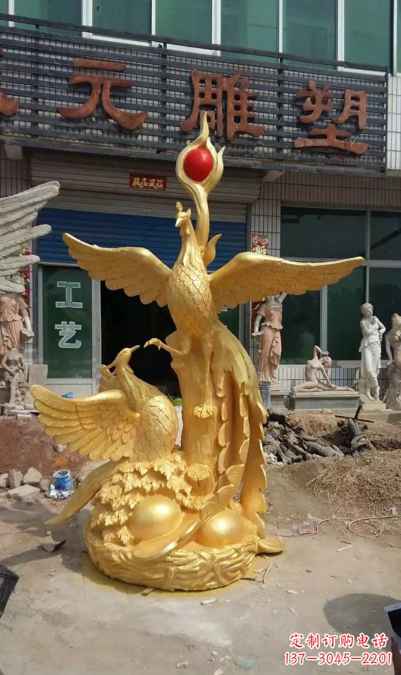 郑州玻璃钢雕刻的凤凰之美