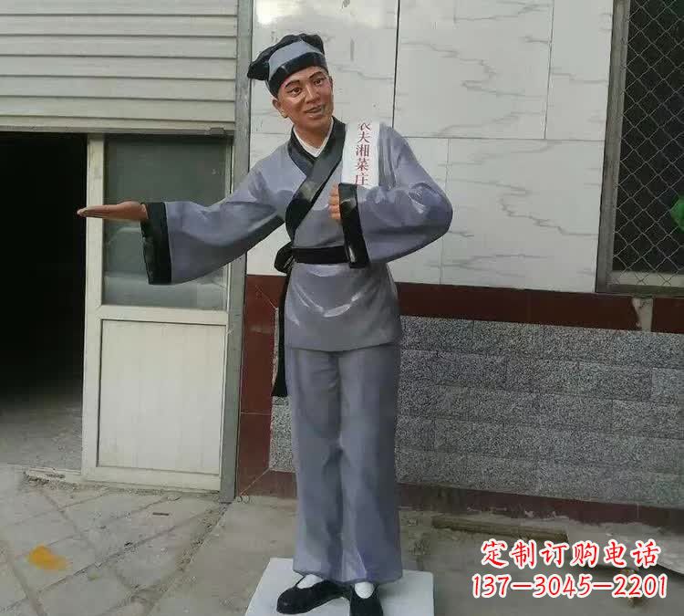 郑州精致玻璃钢店小二雕塑