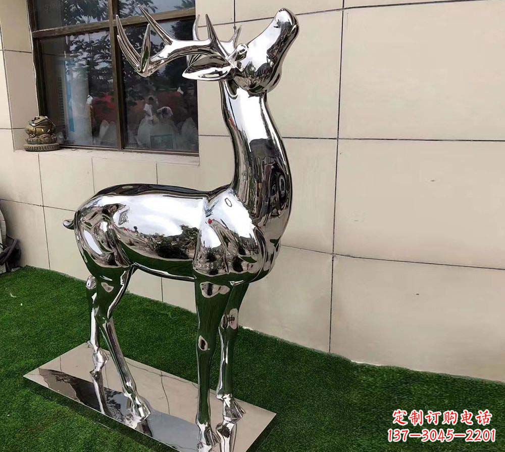 郑州不锈钢别墅镜面小鹿雕塑