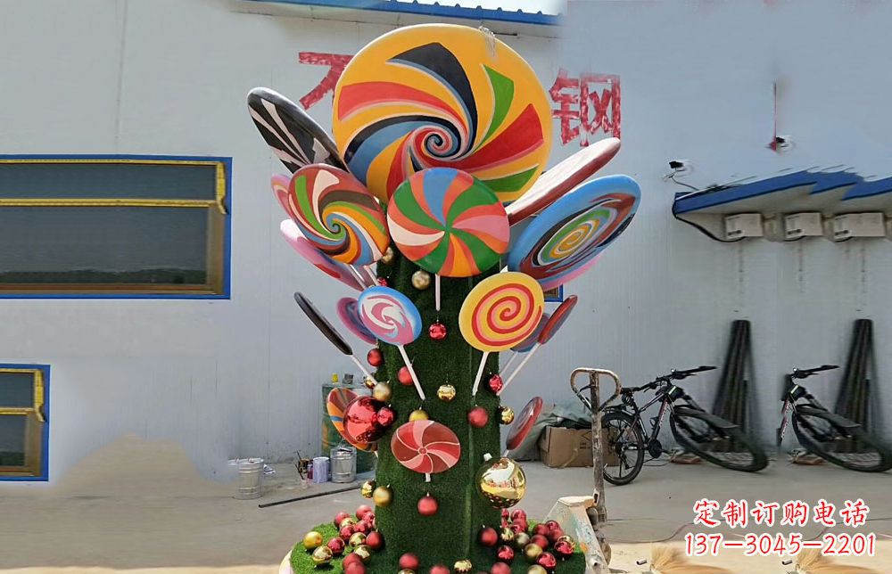 郑州不锈钢彩色棒棒糖雕塑艺术与景观的完美结合