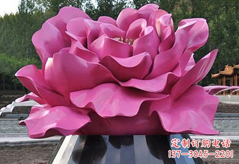 郑州不锈钢彩色牡丹花雕塑美丽的艺术品