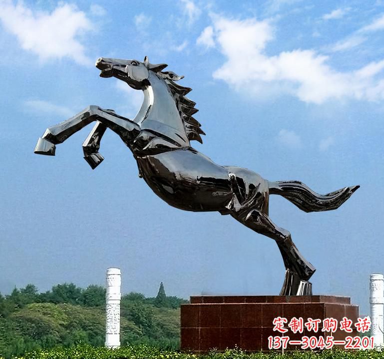 郑州不锈钢城市艺术奔马雕塑精美的艺术之作