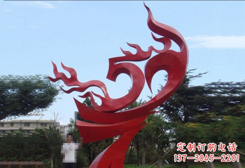郑州不锈钢凤凰涅槃雕塑——象征着新生