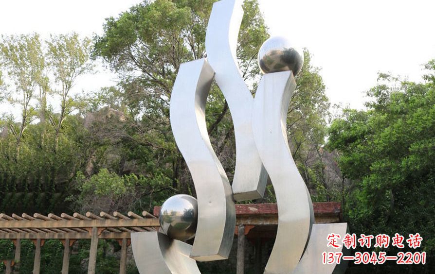 郑州不锈钢飘带雕塑美化小区景观