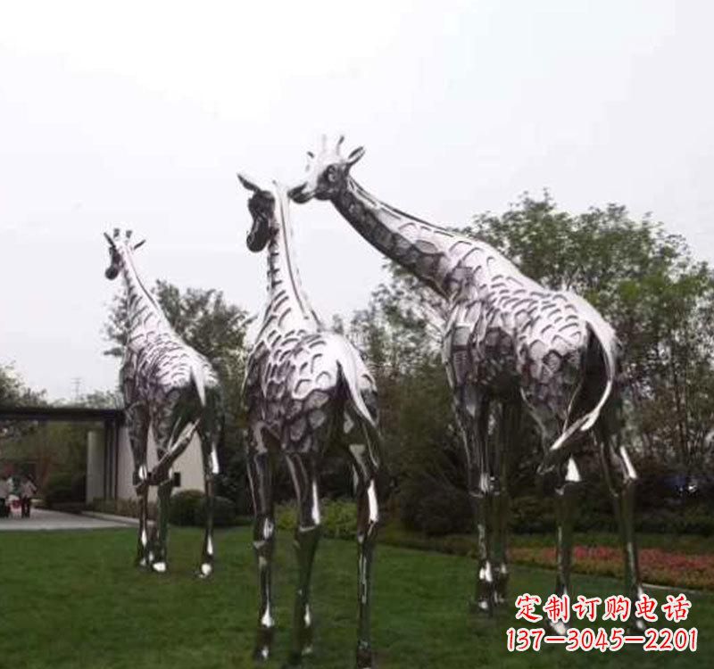 郑州精美的不锈钢大型长颈鹿雕塑