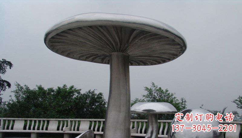 郑州不锈钢仿真蘑菇凉亭雕塑