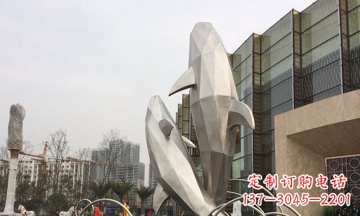 郑州不锈钢海豚喷泉雕塑精美的海洋之美
