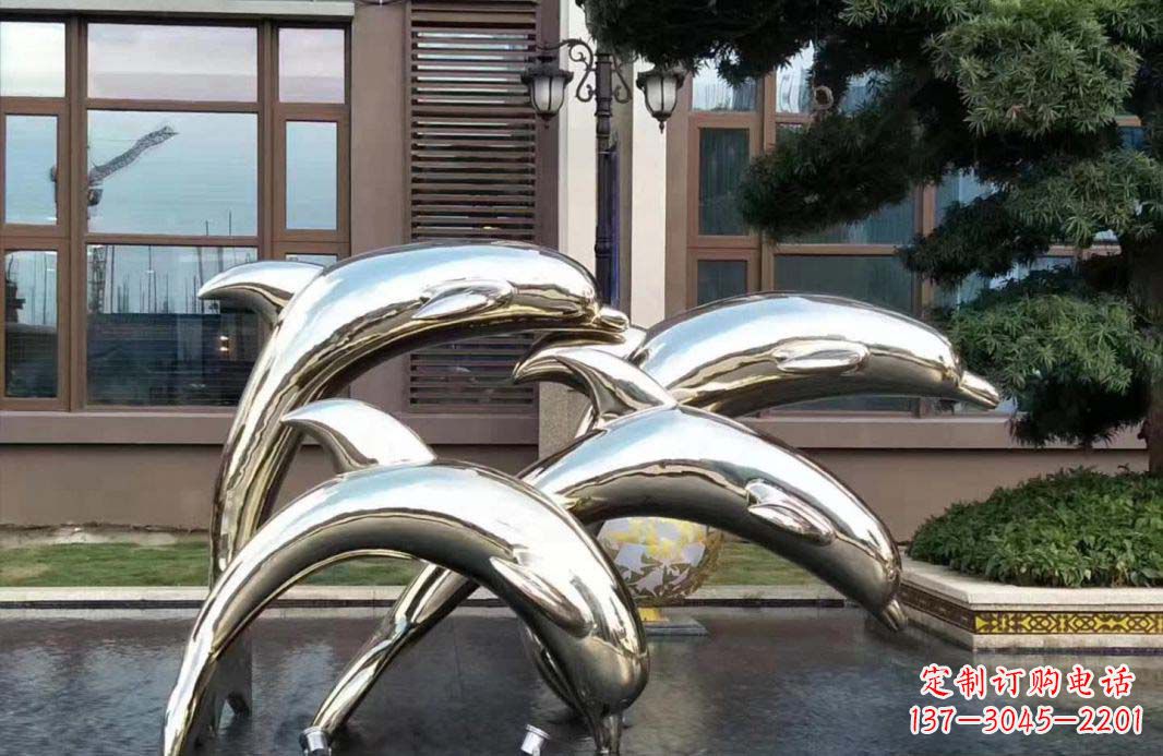 郑州不锈钢海豚跳跃雕塑精美绝伦