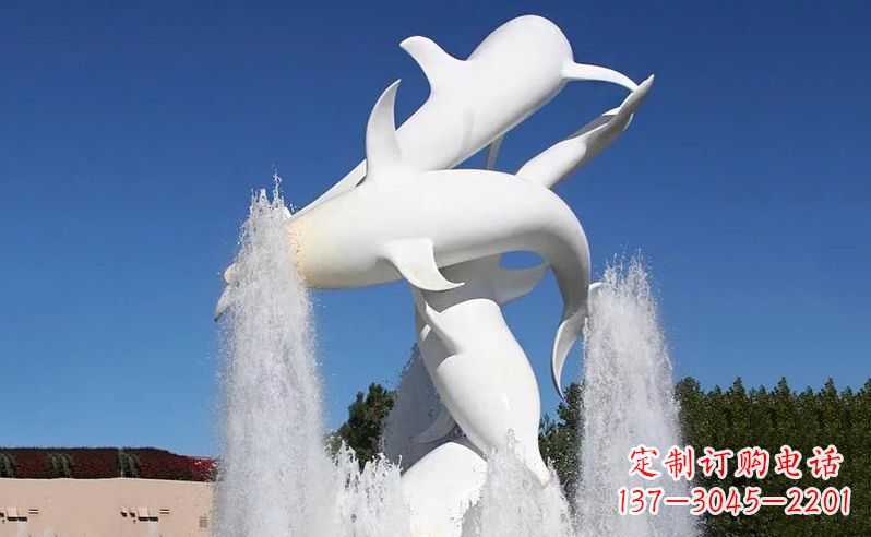 郑州不锈钢海豚喷泉雕塑传递海豚的美丽