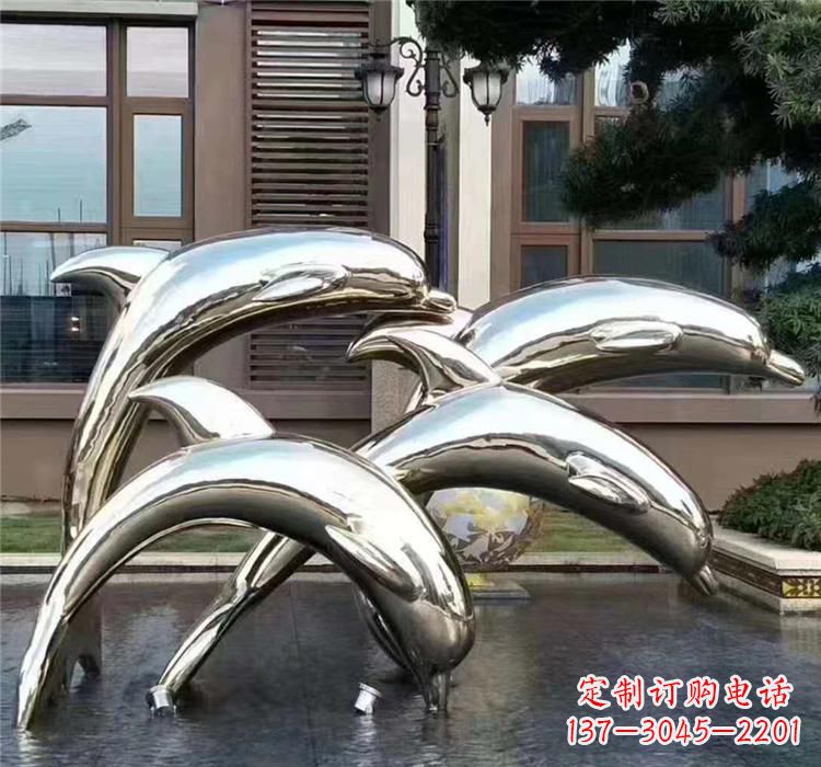 郑州不锈钢海洋动物雕塑——海豚