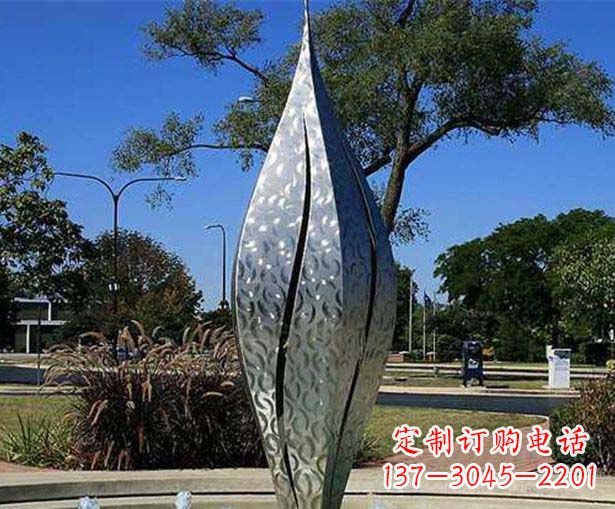 郑州不锈钢花骨朵喷泉雕塑精致细节展现精美艺术
