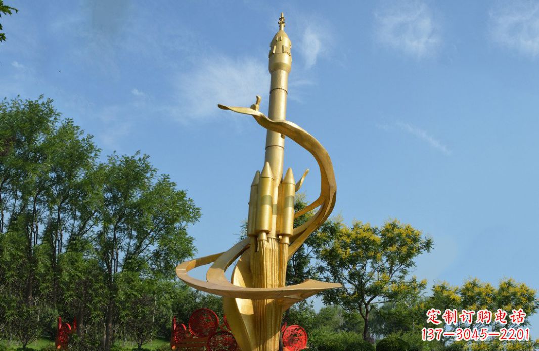 郑州火箭飞向蓝天不锈钢火箭广场景观雕塑