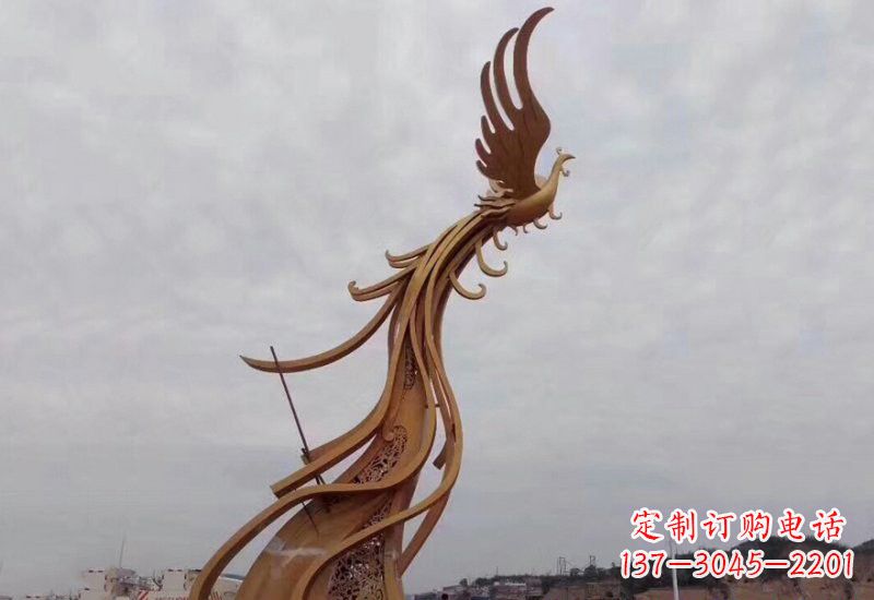 郑州不锈钢凤凰雕塑精致美观