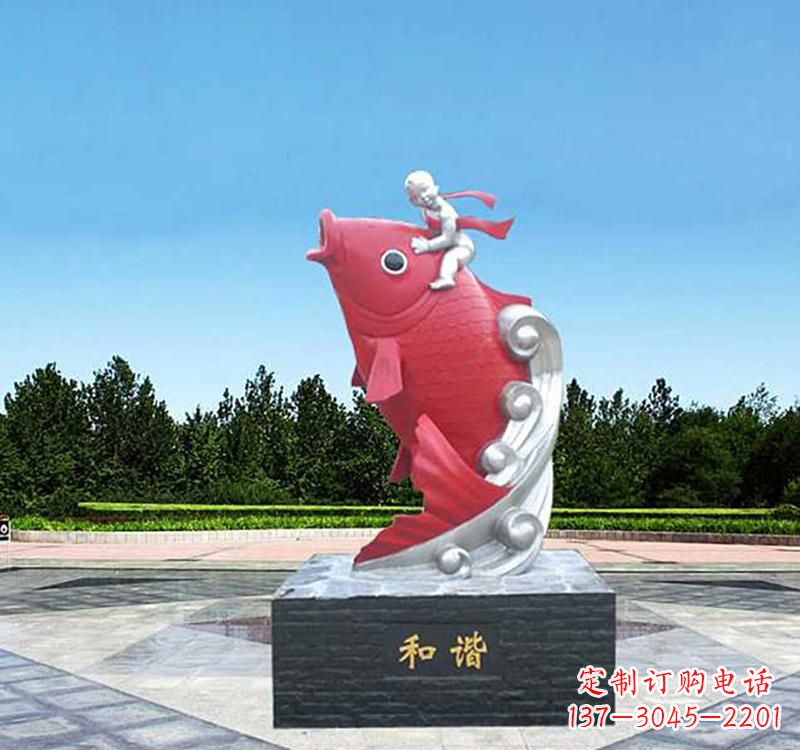 郑州不锈钢鲤鱼雕塑精美绝伦