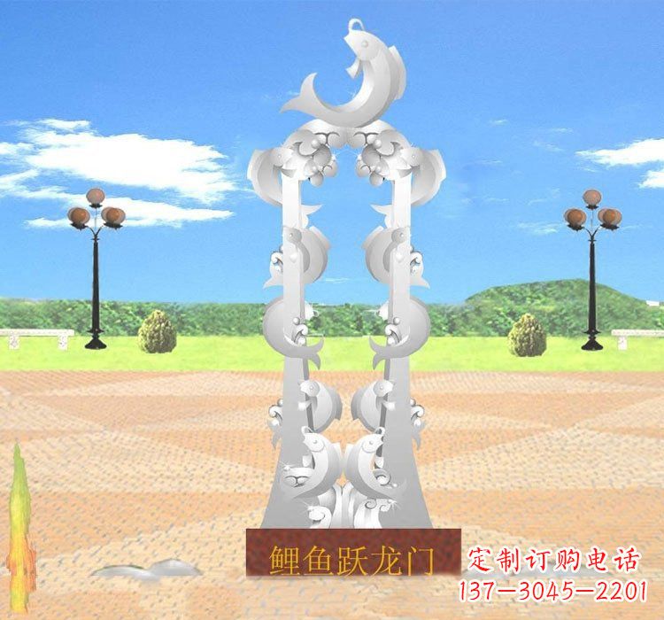 郑州不锈钢鲤鱼跃龙门雕塑——传承传统文化的艺术瑰宝