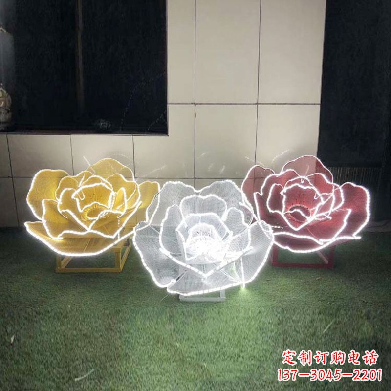 郑州精美不锈钢玫瑰花灯光雕塑