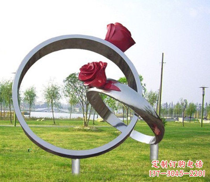 郑州不锈钢玫瑰戒指雕塑