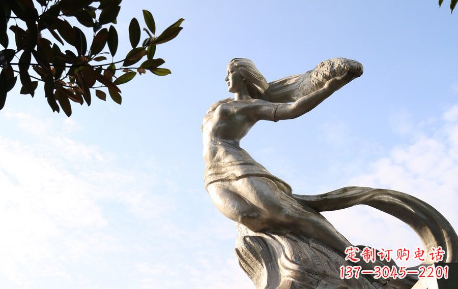 郑州女娲传承中华神话的不锈钢雕塑