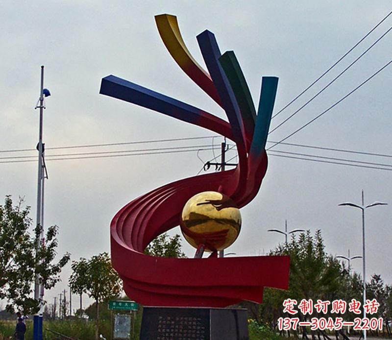 郑州不锈钢飘带雕塑艺术与自然的完美结合
