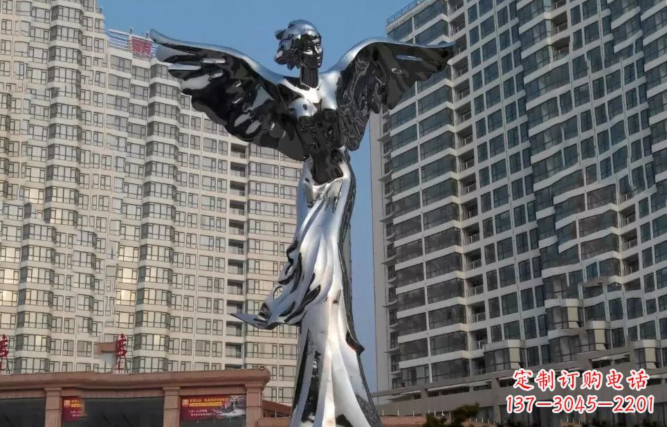 郑州不锈钢天使雕塑传递着美丽与希望