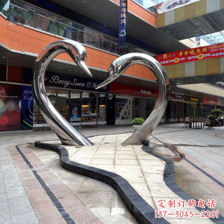 郑州不锈钢天鹅爱情雕塑把浪漫永恒的爱情永久凝固
