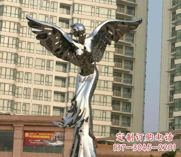 郑州不锈钢天使雕塑传递温暖的祝福