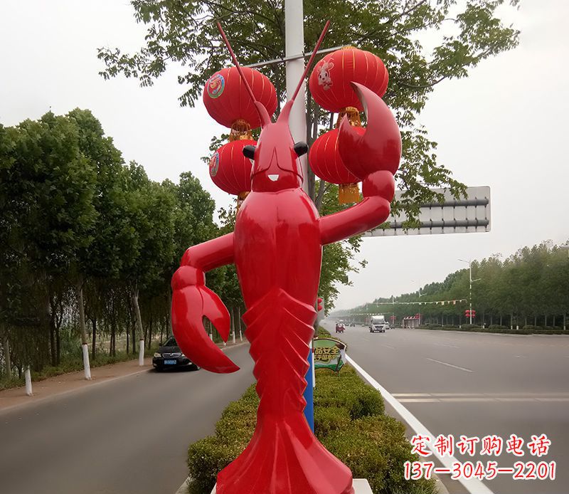 郑州不锈钢小龙虾雕塑精美之灵