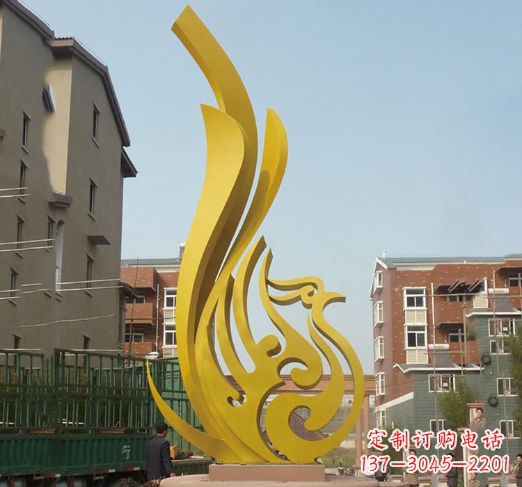 郑州静谧的凤凰不锈钢园林雕塑