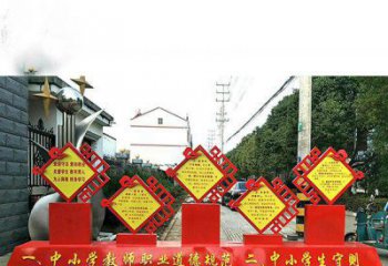 郑州提高学生自律意识的不锈钢学生守则标语牌雕塑