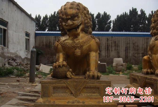 郑州踩绣球狮子铜雕