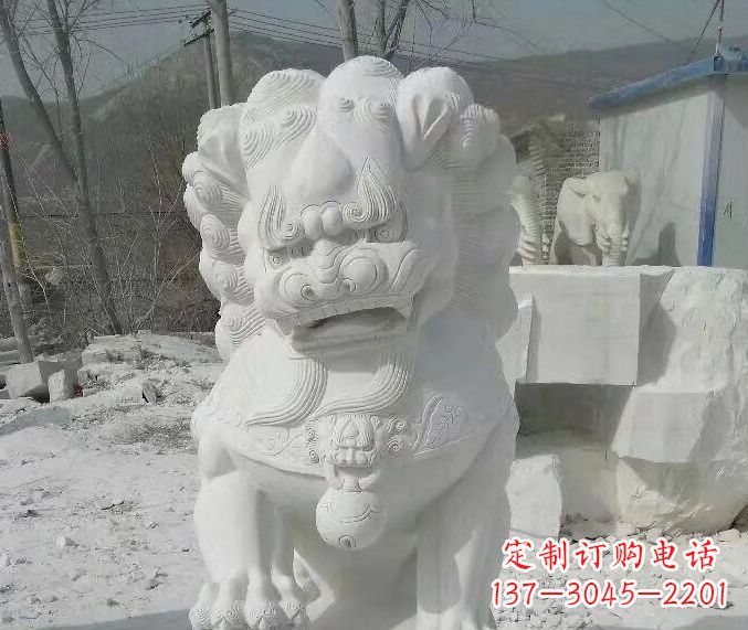 郑州踩绣球石狮子寺庙景观石雕