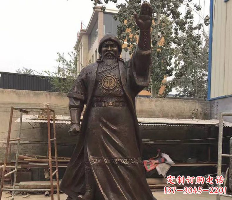 郑州成吉思汗挥手铜雕