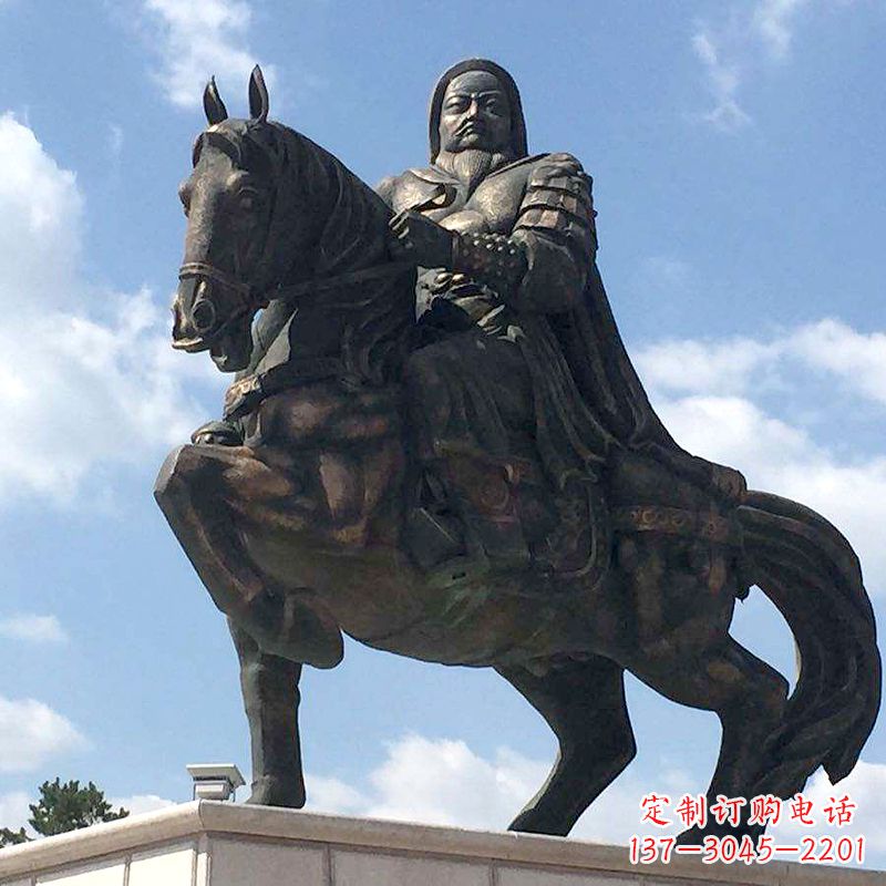 郑州成吉思汗骑马雕塑-景区园林历史名人铜雕像