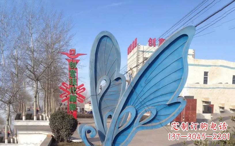 郑州抽象不锈钢蝴蝶雕塑把美丽永久定格