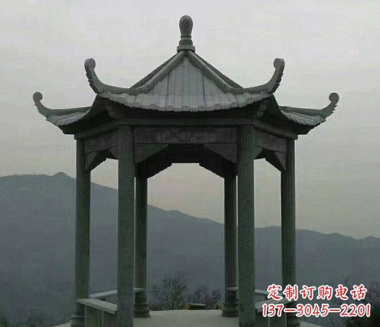 郑州考究工艺，奢华大理石六角凉亭雕塑