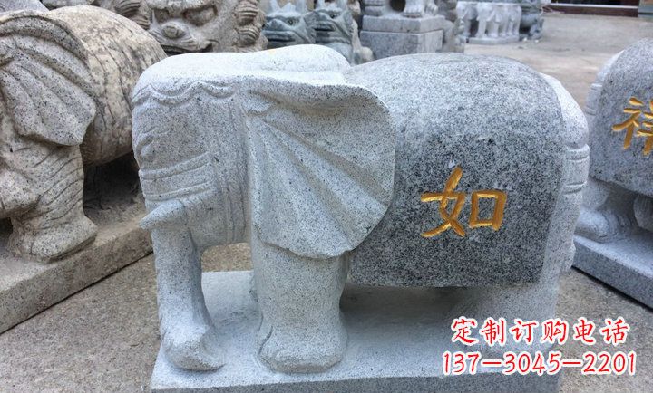 郑州精美大理石石象雕塑