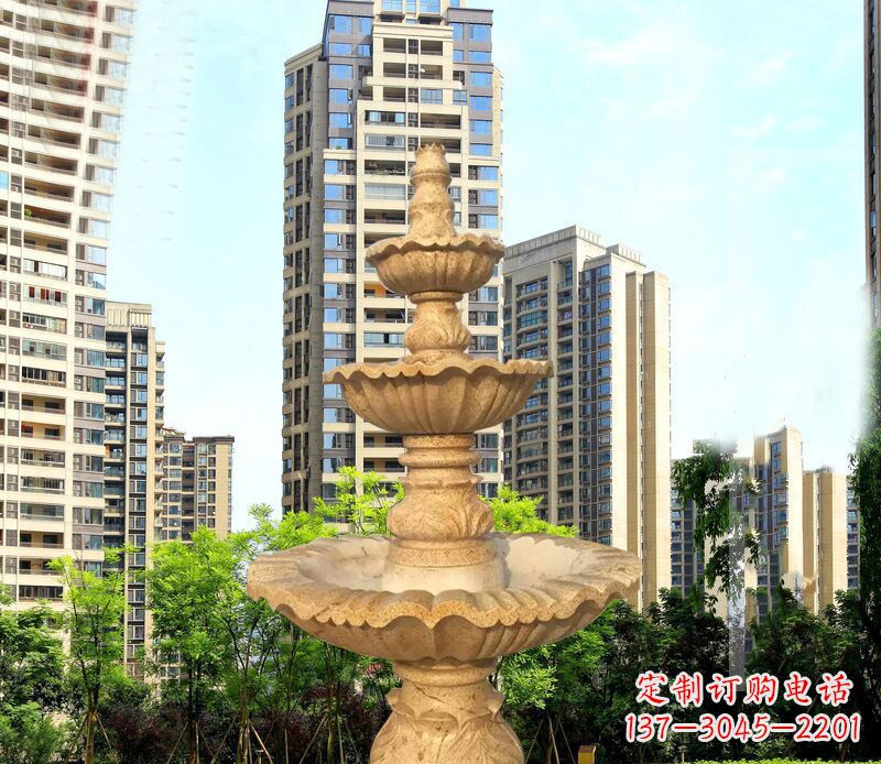 郑州大理石三层喷泉公园石雕 (2)
