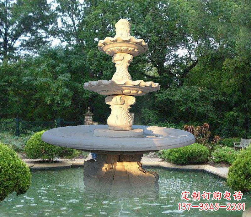 郑州大理石三层喷泉雕塑
