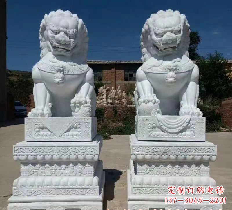 郑州大理石狮子石雕,雕塑定制精美狮子