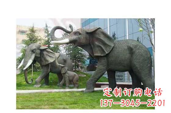 郑州精美铜雕大象一家三口