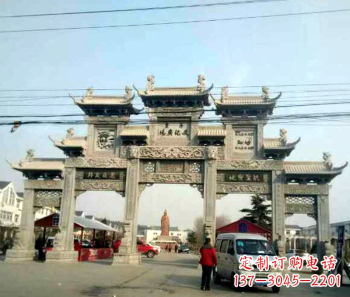 郑州大型五门石雕牌坊 (3)