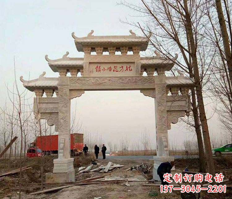 郑州单门大理石牌坊石雕_2