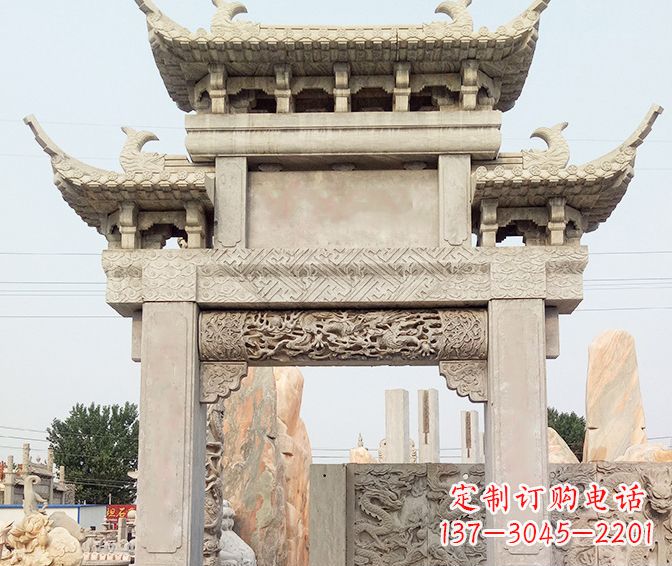 郑州单门大理石牌坊石雕