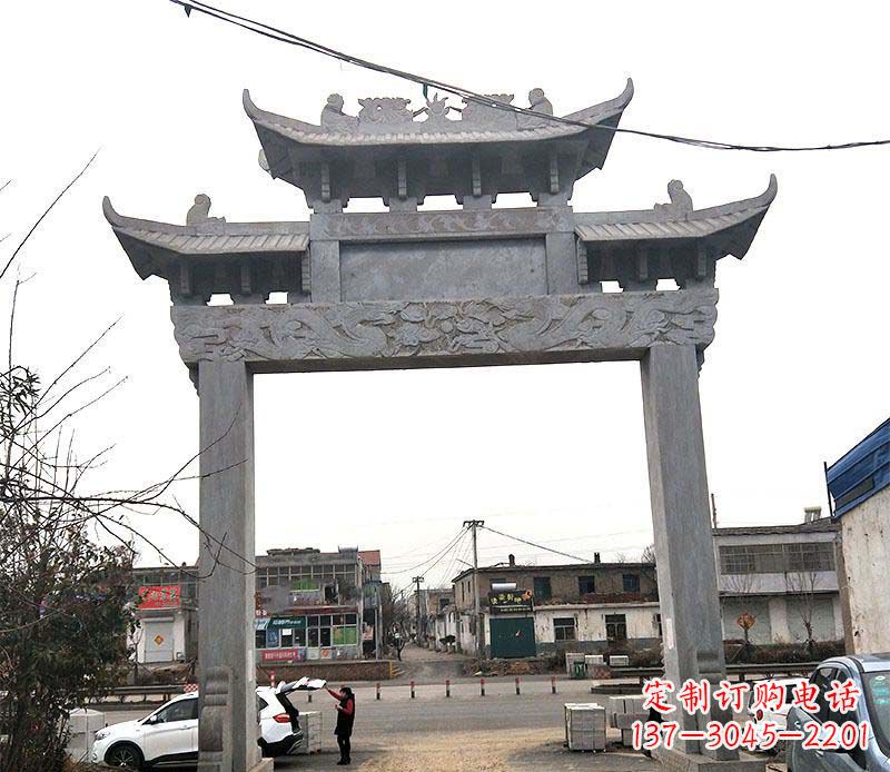 郑州单门大理石牌坊石雕_1