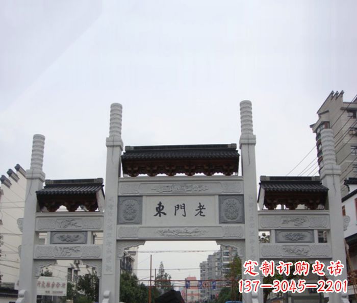 郑州精美三门石牌坊雕塑