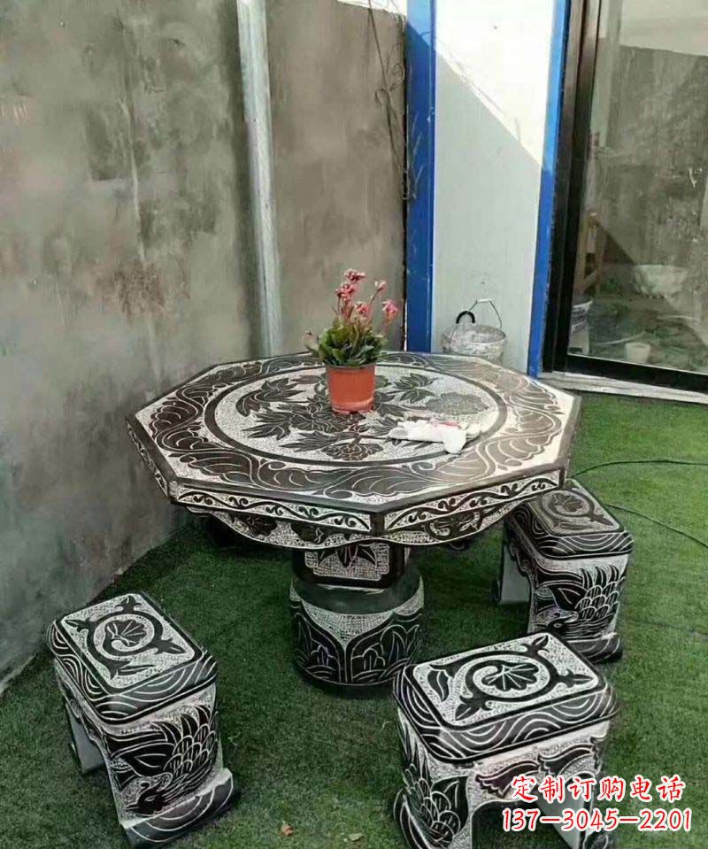 郑州多边形石头桌凳雕塑