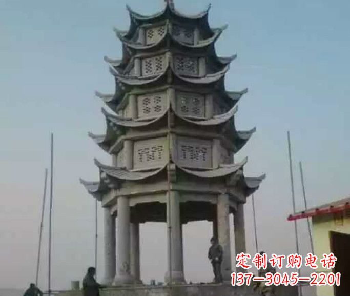 郑州精美绝伦的多层凉亭石雕