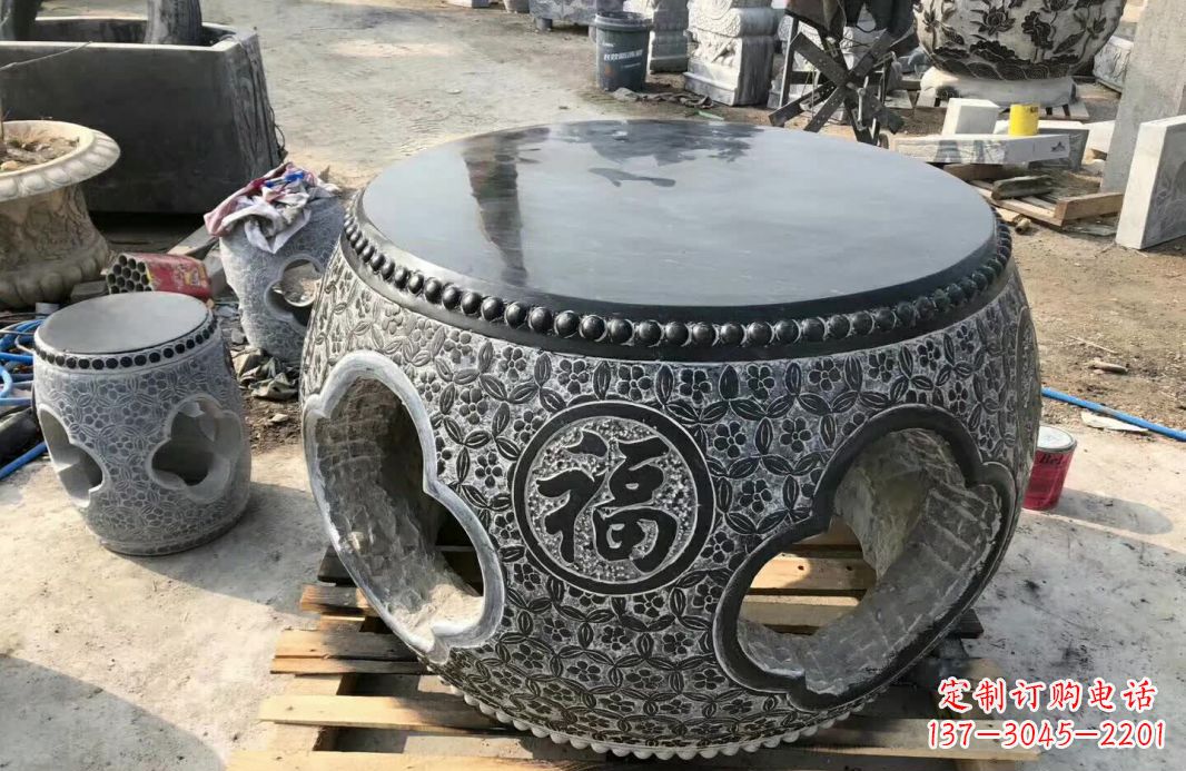 郑州中领雕塑 | 精美仿古石桌凳雕塑