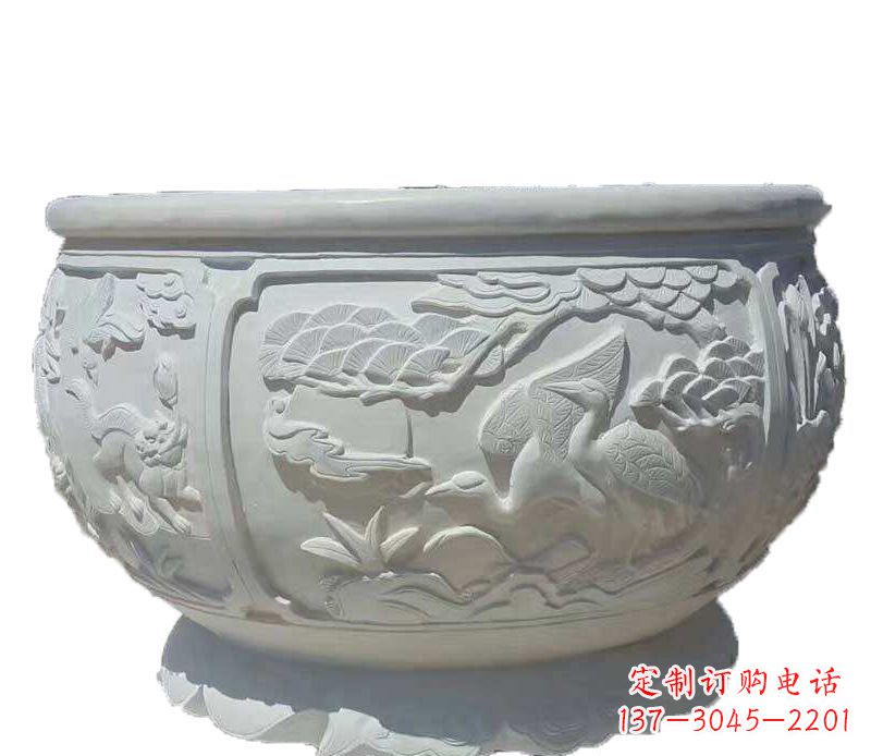 郑州精美仿古鱼缸石雕花盆雕塑